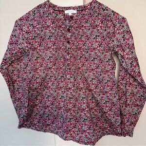 JACADI Floral poplin Girls Blouse balloon sleeves Garden Girl Sz 10